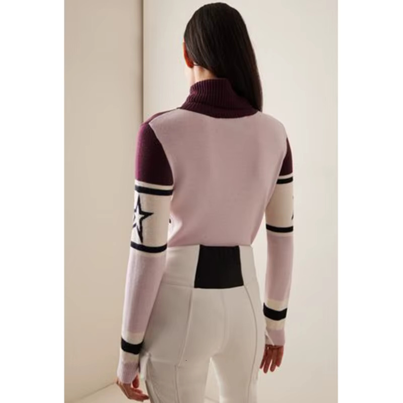 Turtleneck High Street Knitted Letter Printed Elegant Slim Pullovers Patchwork Haruku Thick Jumpers Women's Sweaters