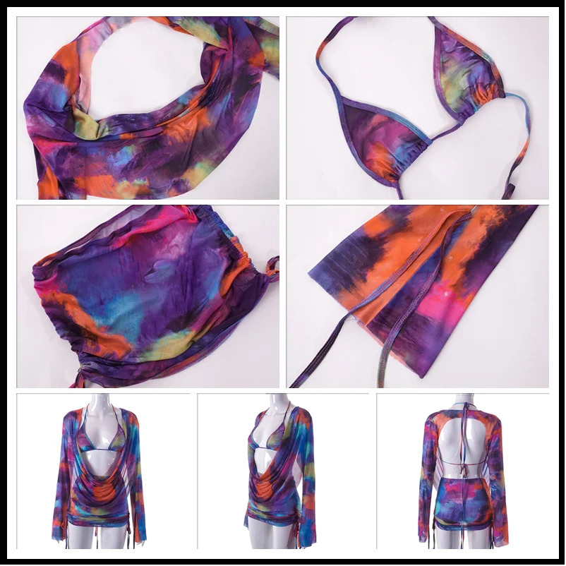 Townlike Sexy 3 Pieces Set Women Long Sleeve Crop Top And Mini Skirts And Bra Slim Three Piece Set Spring Summer Outfits 250120