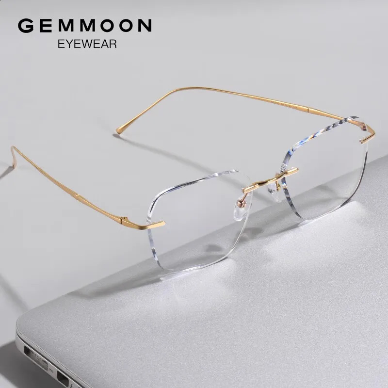 Rimless Glasses Myopia Mens High-end Ultra-light Frames Gold Wire Glasses 250120