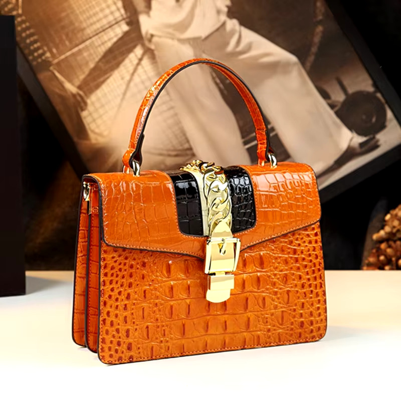 Fashion Brand Women's Handbags Genuine Leather Shoulder Crossbody Bag Crocodile Small Hard Square Portable Messenger Bags