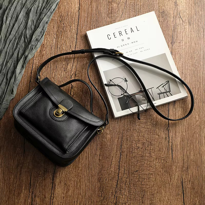 Style Full Grain Leather Messenger bag For Woman Lady Handbags Outdoor Shoulder Bag Anti Theft Female Totes Soft Cowskin