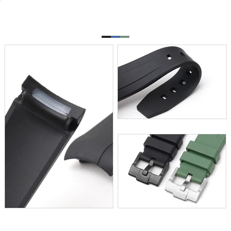20mm Fluoro Rubber Strap for Daytona Curved End Sport Waterproof FKM Watch Band for x Moon with tools 250121
