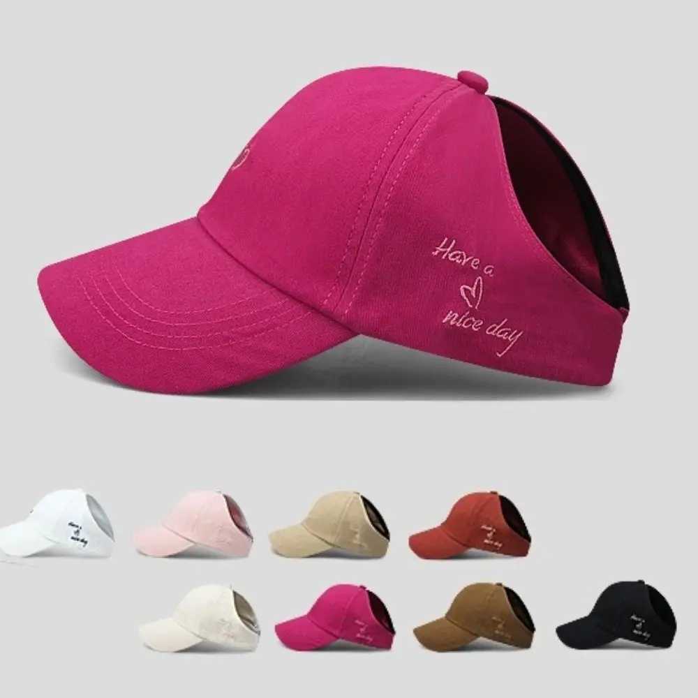 Sweet Solid Baseball Cap Heart Designs Leisure Ponytail Hat Sun Shading Half Empty Top Hat For Girls Boys Sunscreen Visor Hat M250121