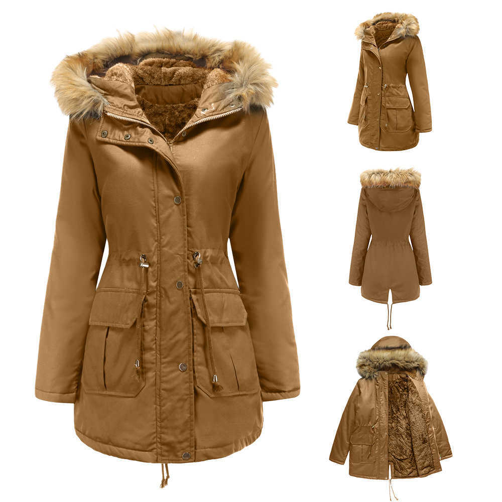New European Cotton Padded Jacket Hooded Plush Collar Winter Warm Jacket Large WoMens Cotton Padded Jacket Womens Long Trench Coat Womens Jacket 24120
