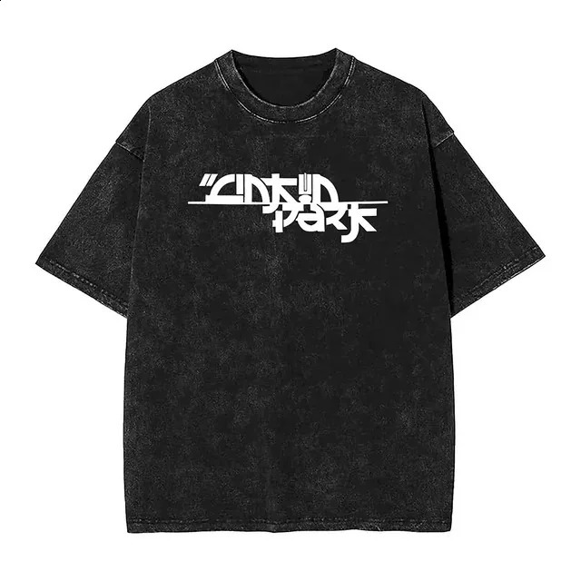 Men Casual American Linkinparked Rock Band Music Tour Washed T Shirt Harajuku Y2K Top Cotton Clothes Vintage tee Oversize unisex 250120