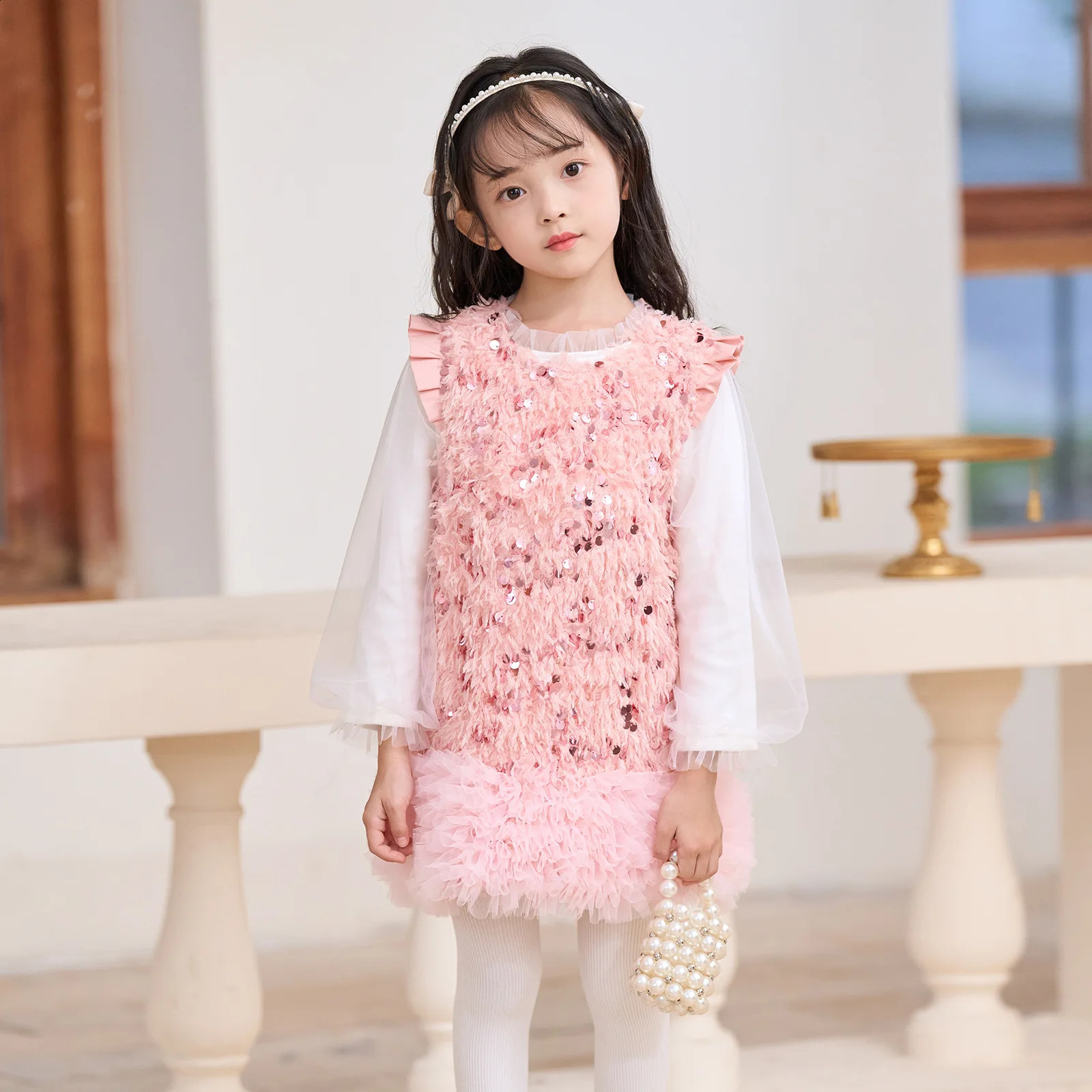 Baby Girls TUTU Dress Kids Children Vest Dress Bow Sequins Princess Dress Spring Autumn Clothes 2-8 Years L429 250120