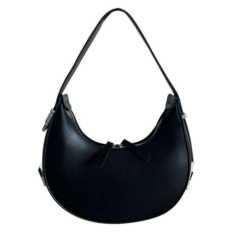 Small niche design handbag 2025, Korean new crescent spicy girl armpit bag, metal buckle small round bag for women
