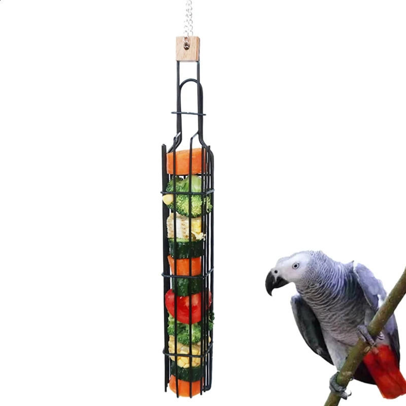 Parrot Water Fruit Basket Birds Fruit Vegetable Rack Food Pendant For Parakeet Metal Feeding Device Birds Cage Feeder 250214