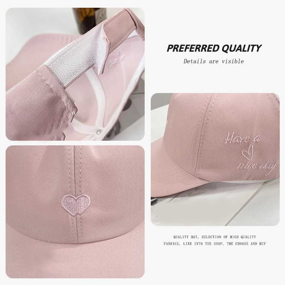 Sweet Solid Baseball Cap Heart Designs Leisure Ponytail Hat Sun Shading Half Empty Top Hat For Girls Boys Sunscreen Visor Hat M250121