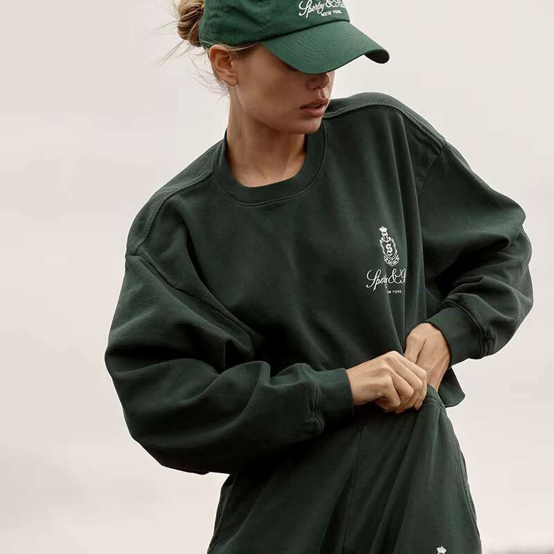Winter New North American Niche Sporty&Rich Letter Small Crown Print Short Fleece Women's Hoodie