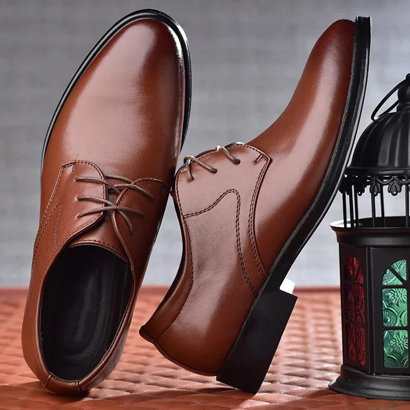 Mens Shoes Black Leather Formal Shoes for Men Oxfords Male Wedding Party Office Business Shoe Man zapatos de hombre Plus Size250208