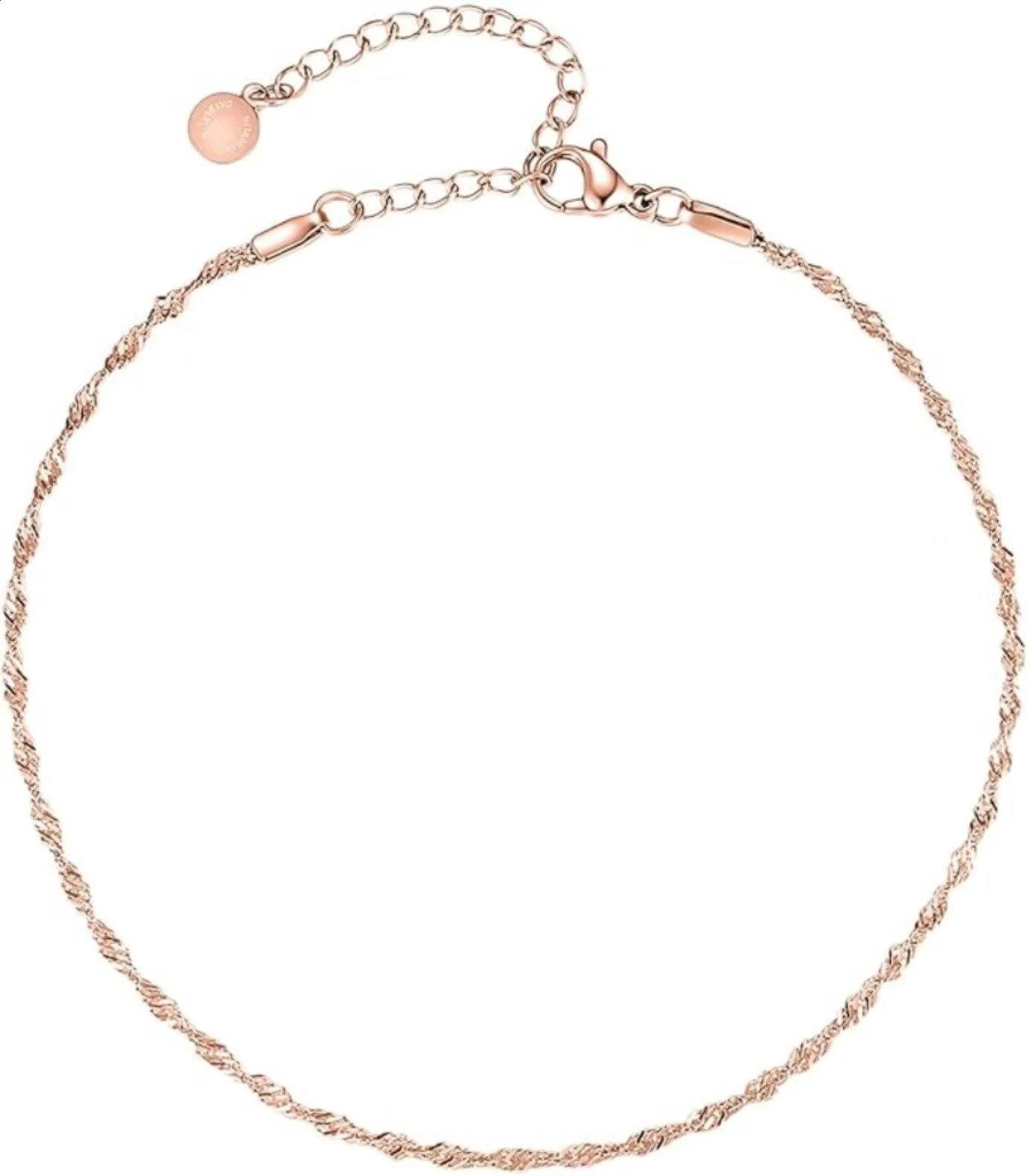 Womens twisted anklet fashionable casual wave chain variable length 316L stainless steel 225cm nickelfree waterproof 250114