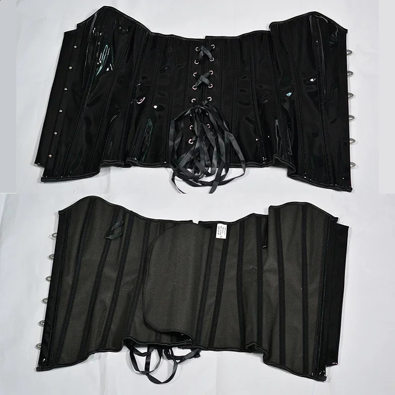 Women PVC Overbust Corset Steampunk Bustier Top Waist Trainer Body Shaper Banquet Party Sexy Leather Slimming Clothes 250121