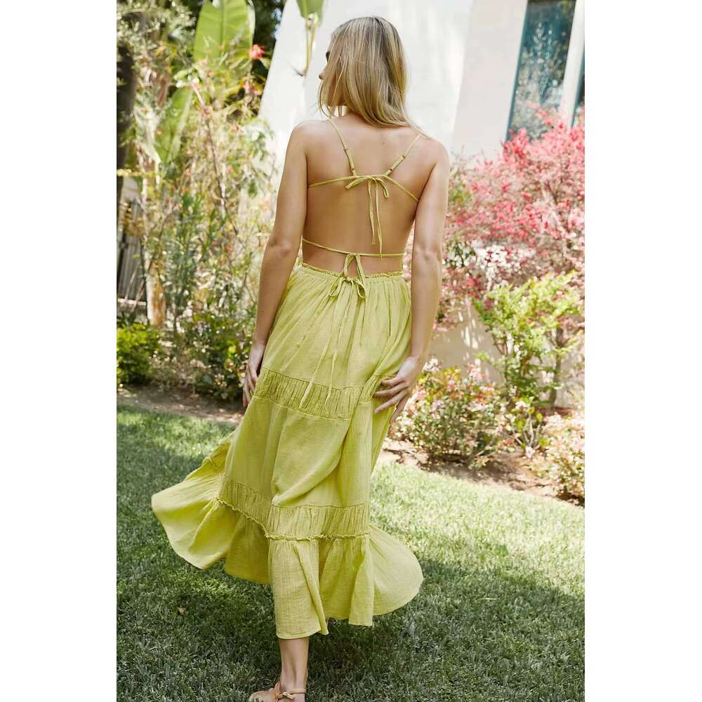Canwedance Open Back Holiday Strapless Sexy Solid Color Rayon Maxi Dress Mujer Free Style Vestidos People Vacation Dresses