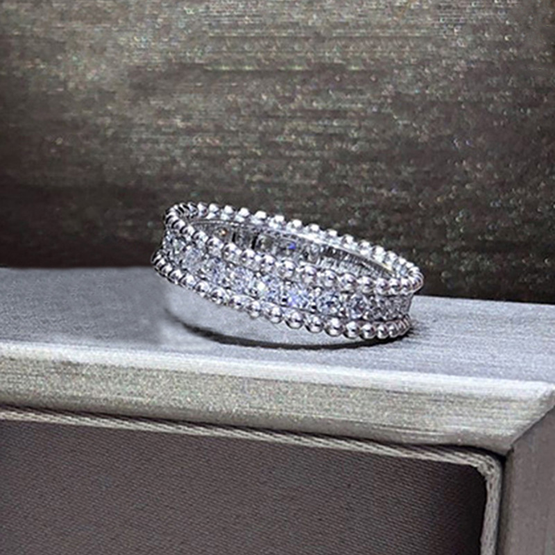 Ins Simple Fashion Wedding Rings Luxury Jewelry 925 Sterling Silver Fill Full Round 5A Cubic Zircon CZ Diamond Party Circle Women Engagement Band Ring