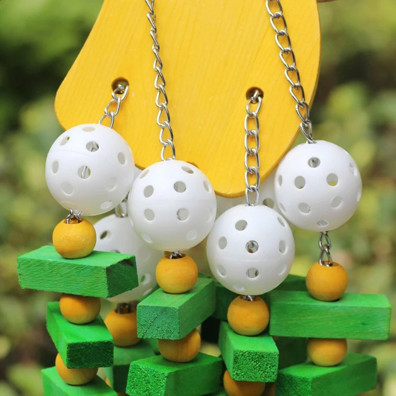 Pet Bird Chewing Toy Colorful Wooden Blocks Acrylic Beads Parrot Toy Bite Bridge Bird Tearing Toy Cockatiels Training Hang Swing 250214