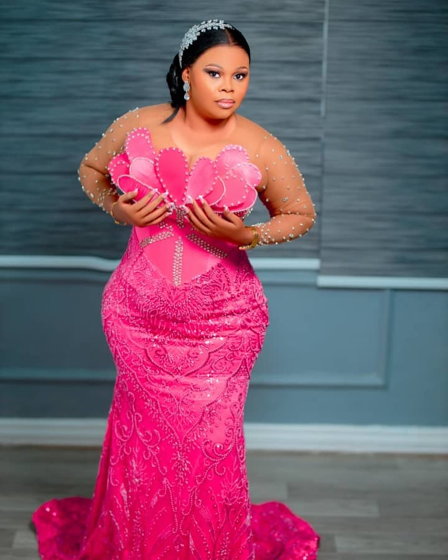 Aso Ebi Fuchsia Mermaid Prom Dresses 2025 Florals Crystals Beaded Evening Formal Party Second Birthday Engagement Gowns Plus Size Dress For Special Oc
