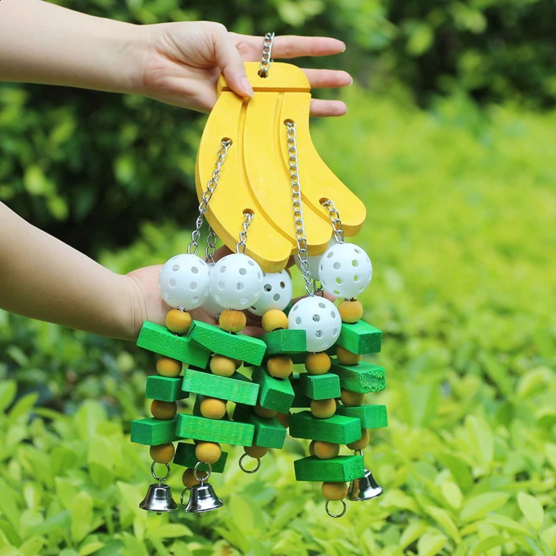 Pet Bird Chewing Toy Colorful Wooden Blocks Acrylic Beads Parrot Toy Bite Bridge Bird Tearing Toy Cockatiels Training Hang Swing 250214