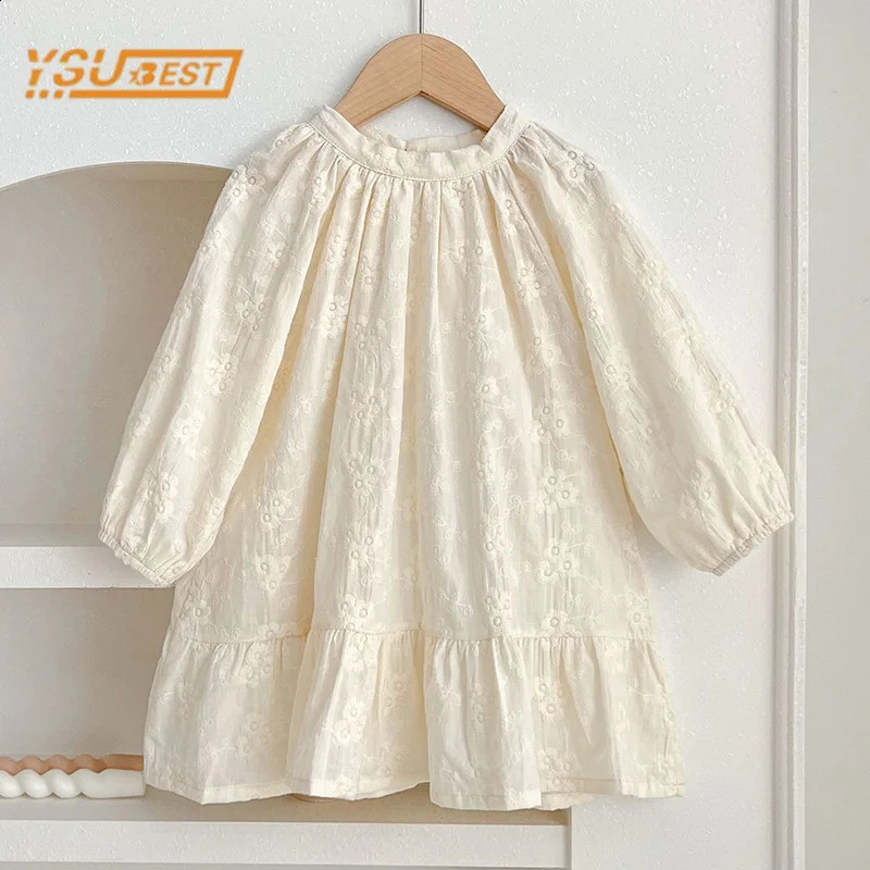 Spring Kids Baby Girls Long Sleeve Sweet Embroidery Princess Dress Autumn Kids Baby Girls Dress Children Clothes Dress 250120