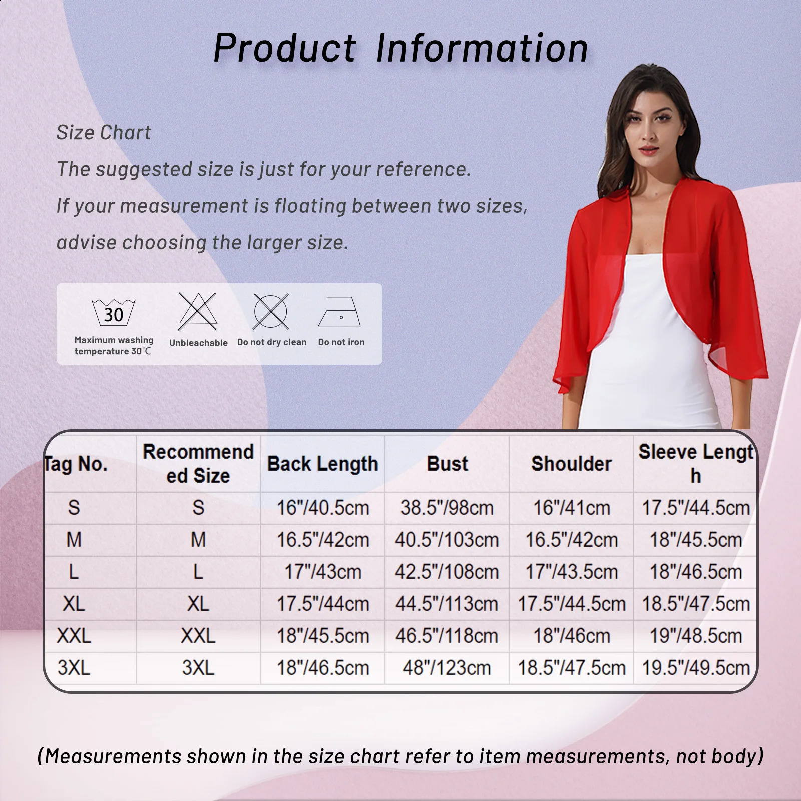Women 3/4 Sleeve Chiffon Cardigan Bolero Shawls Outerwear Wedding Bridal Party Dress Wraps Beach Vacation Cover Ups Soft Cape 260625 - view 7