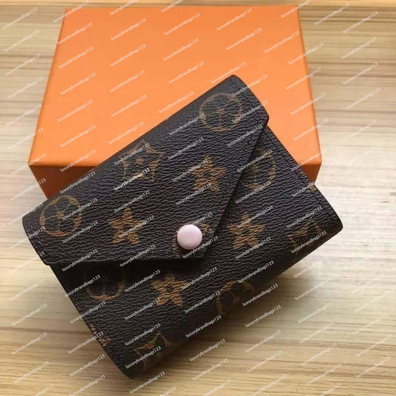 Fashion Designer Wallet Luxury Women Short Purse Embossed Flower Letters Wallets Credit Card Holders Ladies Plaid Money Clutch Bags with Box DustBag a1