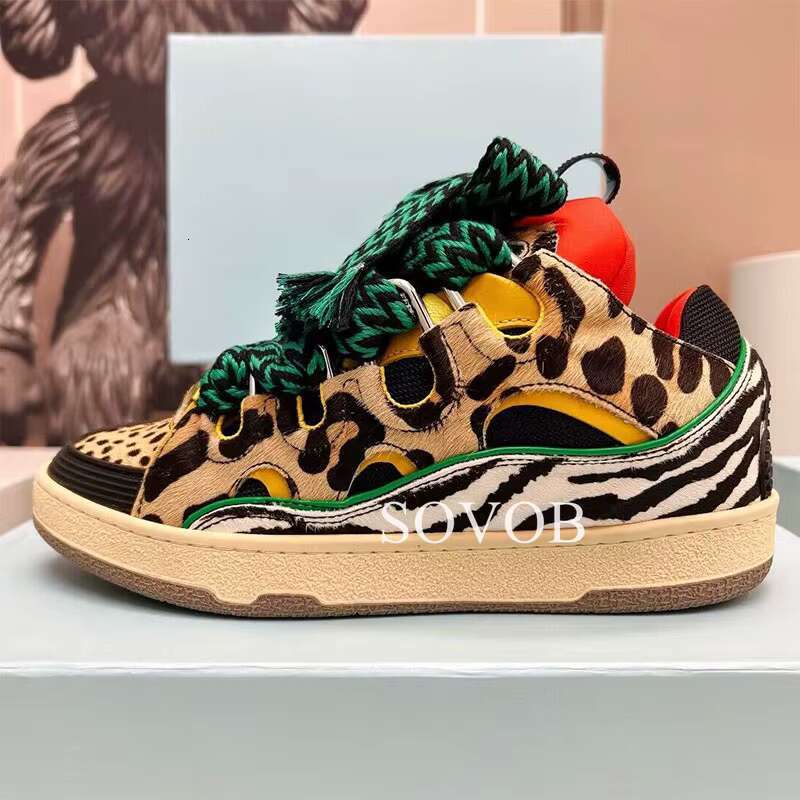Spring Autumn Genuine Leat her Bre athabl e Flat Thic k Sole Lace up Mixed Color Casual Versatile Walking Shoes Unisex
