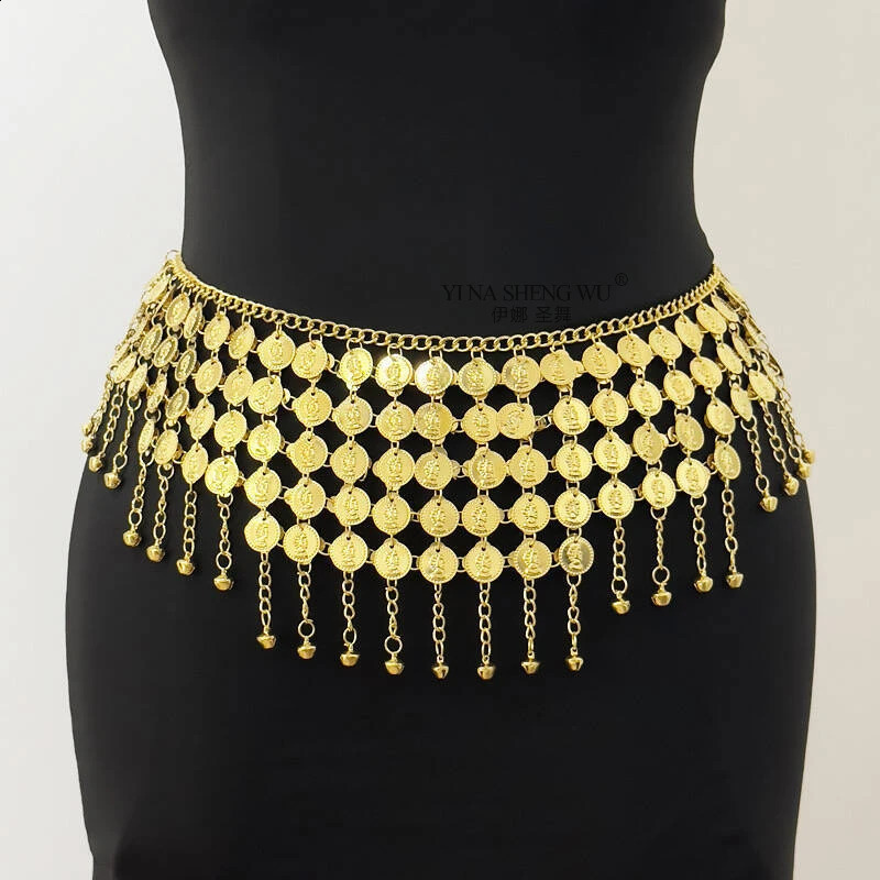 Belly Dance Accessories Golden Coins Tassel Beads Bellydance Belts for Women Belly Dancing Hip Scarf Arab Waist Chains Jewelry 250117