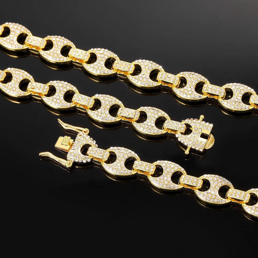 Hip Hop 13MM Width Stainless Steel Coffee Beans Link Chain Necklace Fashion Necklaces for Men Women Jewelry Rapper Style 250116