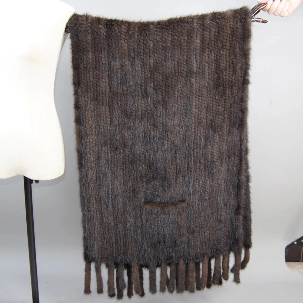 Long Style Winter Real Natural Mink Fur Scarf Lady 100% Natural Real Mink Fur Shawl Women Knitted Real Mink Fur Pashmina Scarves 250120ww