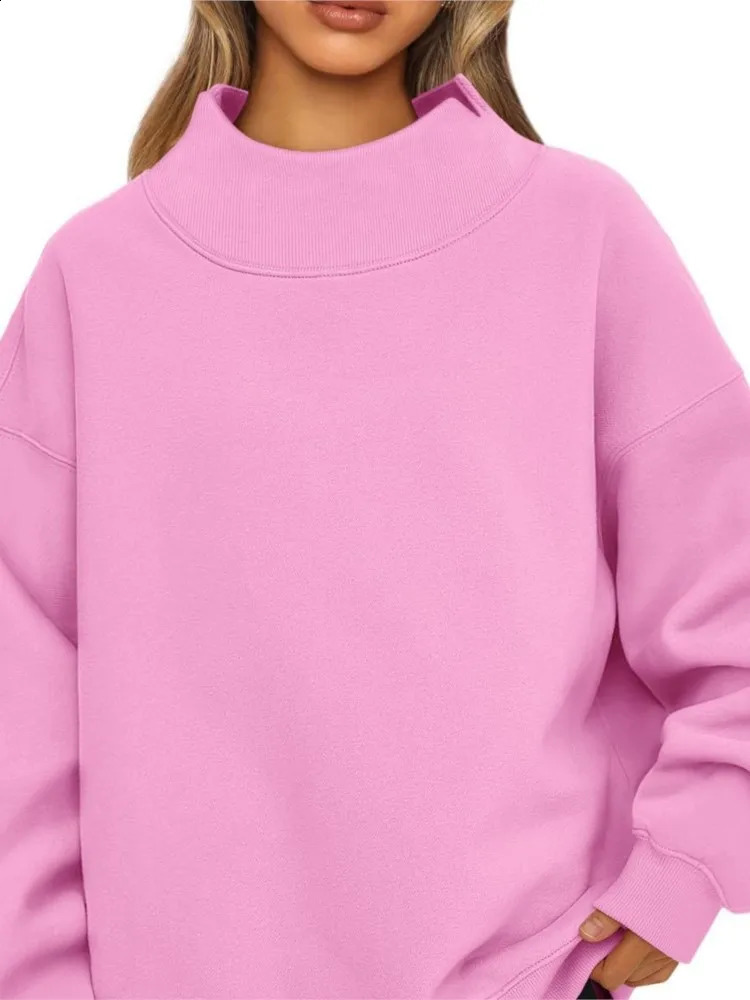 Womens Sweatshirt Long Sleeve Turtleneck Pullover Sweatshirt Casual Sweatshirt Fleece Top For Women Autumn Fashion Loose Hoodie 250115