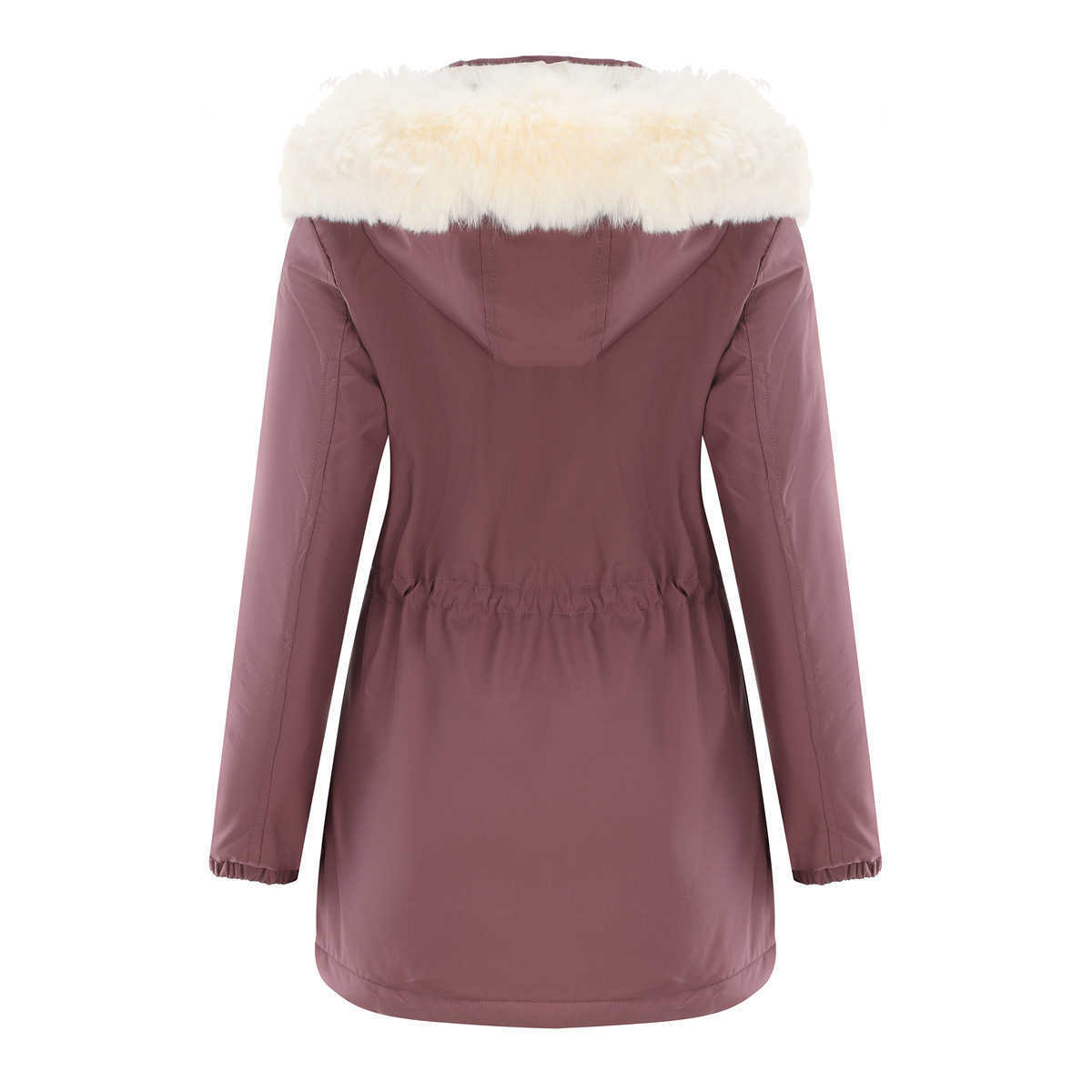 Autumn Winter Two Sided Warm Cotton Coat Detachable Hat Long Sleeve Zipper Thick Cotton Coat Hairy Collar Overcomes Womens Long Trench Coat Womens Jac