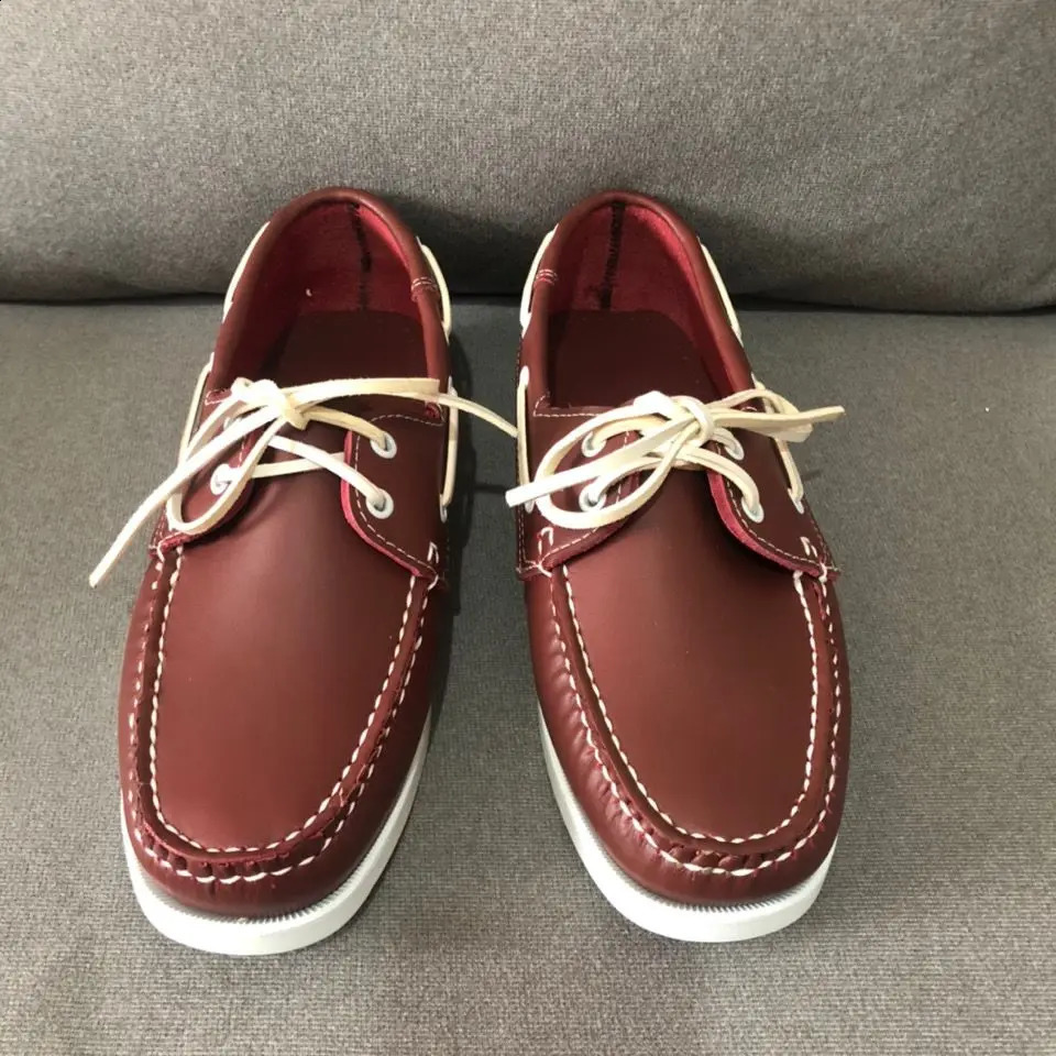 Male Classic Docksides Boat Shoes Cow Leather Mens Outdoor Walking Shoes Handmade Wedding Dress Shoes Men Loafers 250113
