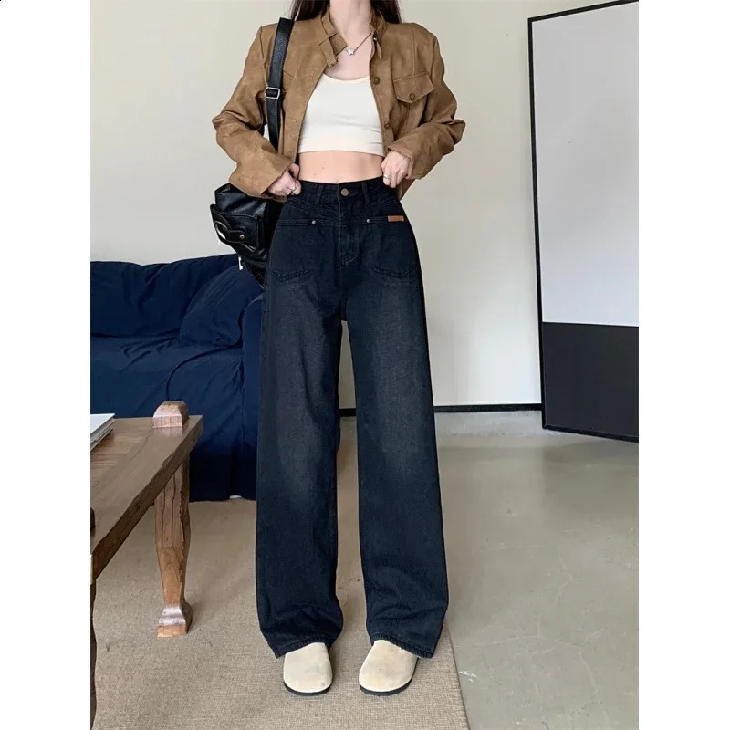 Style AutumnWinter Plus Size HighWaisted LooseFit Slimming Casual Jeans StraightLeg WideLeg Fashion For Big