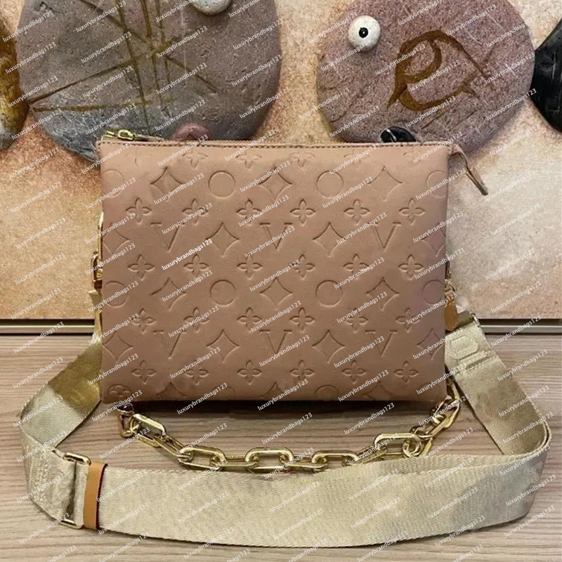 Luxury Designer clutch M57790 COUSSIN bag Women men Genuine leather crossbody Bags purses tote Messenger square handbags Embossed shoulder straps Chain Bag a1