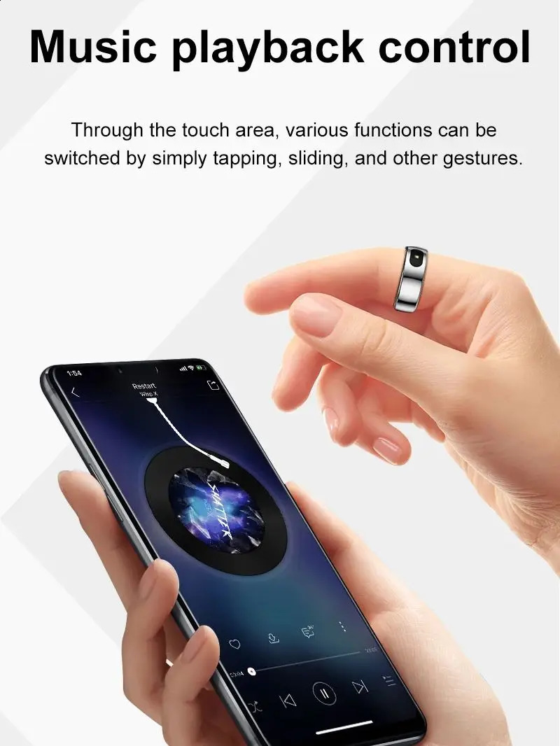 R08 Smart Ring With Charging Case Smart Touch Screen Health Monitor Sports Fitness Tracker IP68 5ATM Waterproof Smart Ring 250120