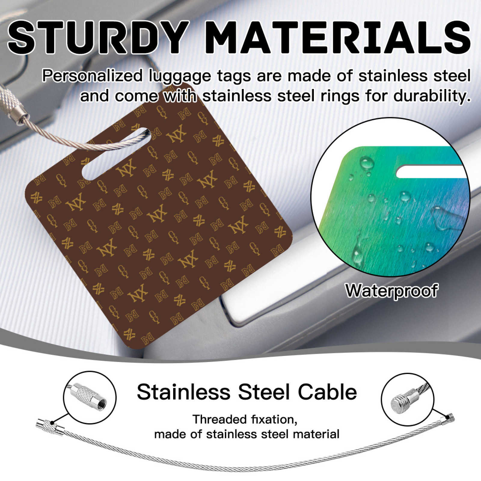 NXY Multicolor Luggage Tags Stainless Steel Luggage Tag Travel Labels Set With Loop ID Luggage Tags For Suitcases Travel Accessories Holder Hip