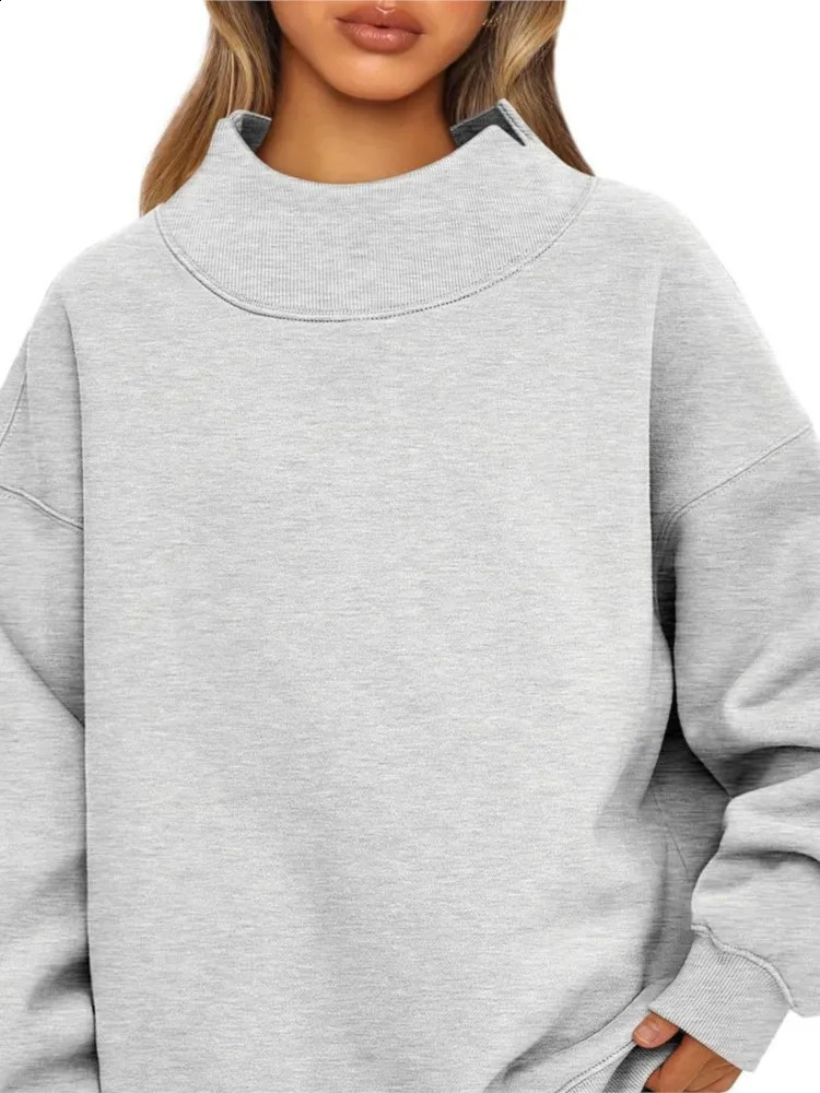 Womens Sweatshirt Long Sleeve Turtleneck Pullover Sweatshirt Casual Sweatshirt Fleece Top For Women Autumn Fashion Loose Hoodie 250115