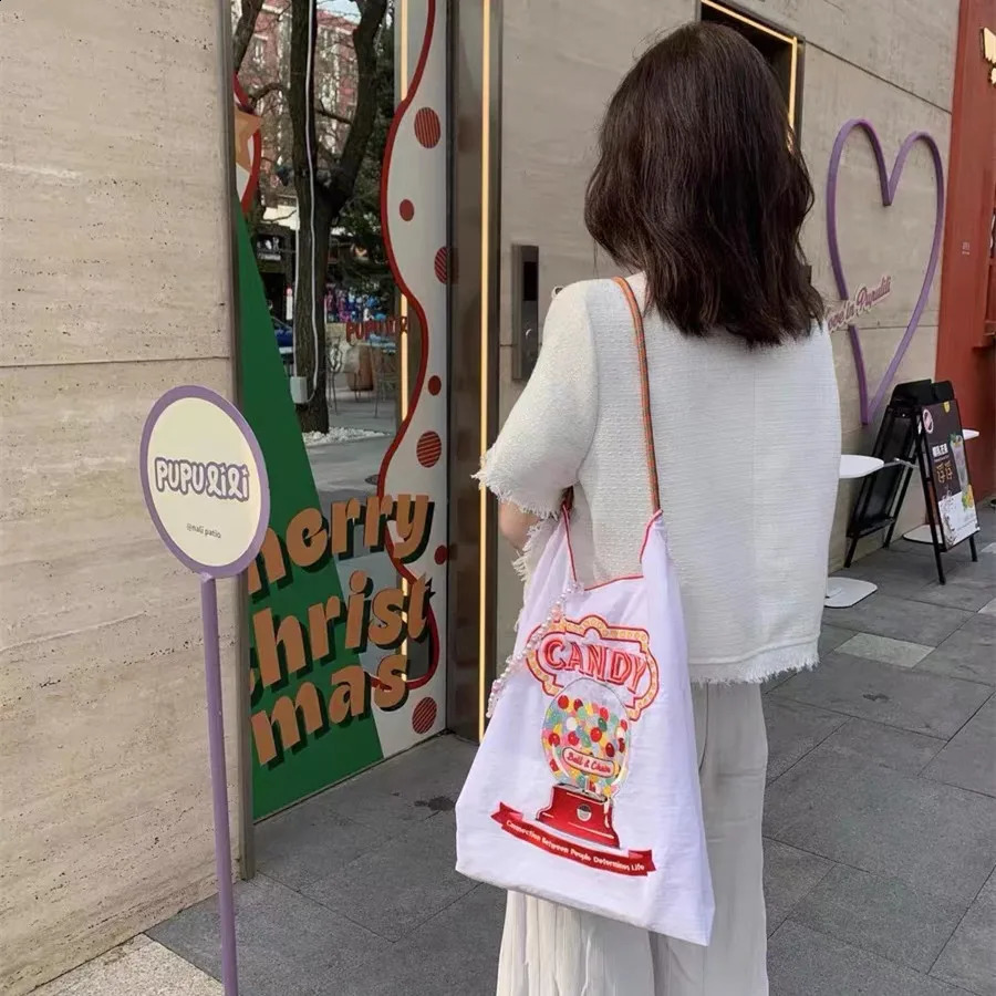 Japanese Embroidered Shopping Bag Handbag Oxford Bag Embroidered Nylon Waterproof Shopping Bag 250122