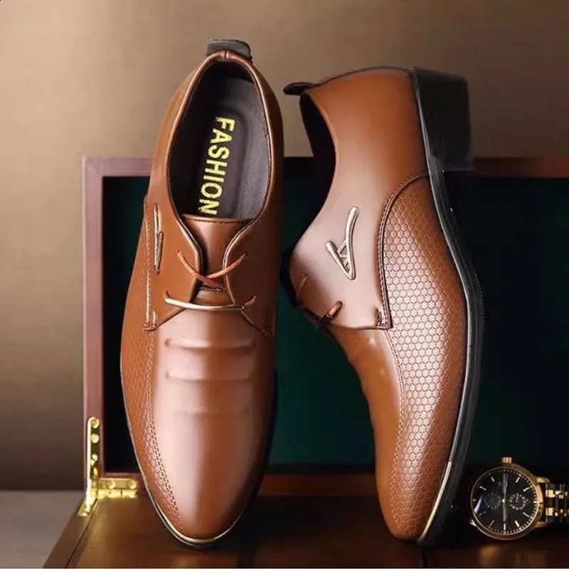 Black Brown Social Shoe Male Pointed Toe Mens Formal Shoes Italian Official Cowhide Leather Casual Gentleman Suit Footwear250114