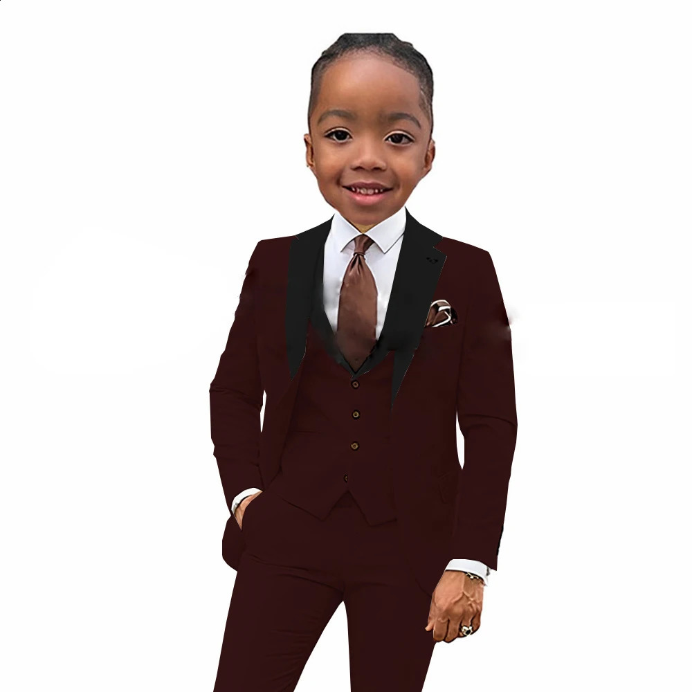 Boys Suits 3 Pieces Wedding Formal Party Tuxedo Child Notched Lapel Kids Dress Jacket Pants Vest Slim Fit Blazer Trousers Tailor 250120