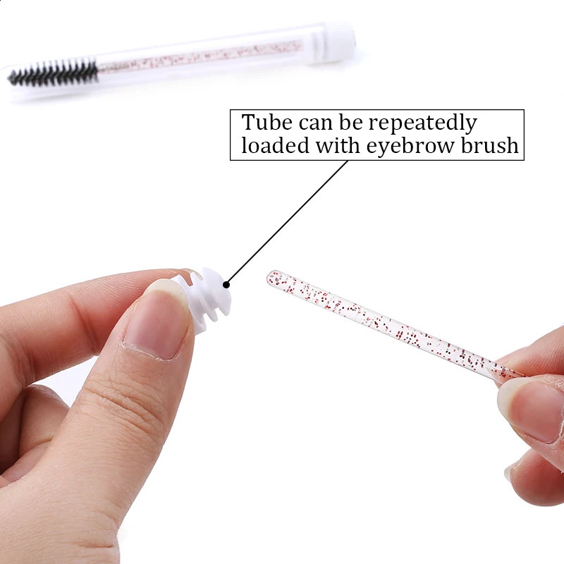 50/100pcs Diamond Eyebrow Brush Tube Disposable Eyelash Brush Reusable Crystal Eyelash Brush Replaceable Dust-proof Makeup Sets 250409