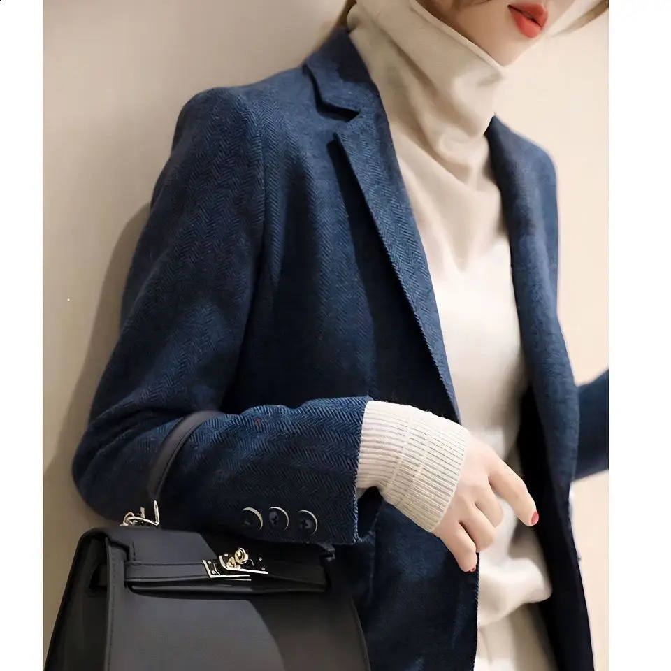 Spring and Autumn Collection Waist Style Suit Jacket n Sense Niche Slim Casual Highend Womens Trend 250106