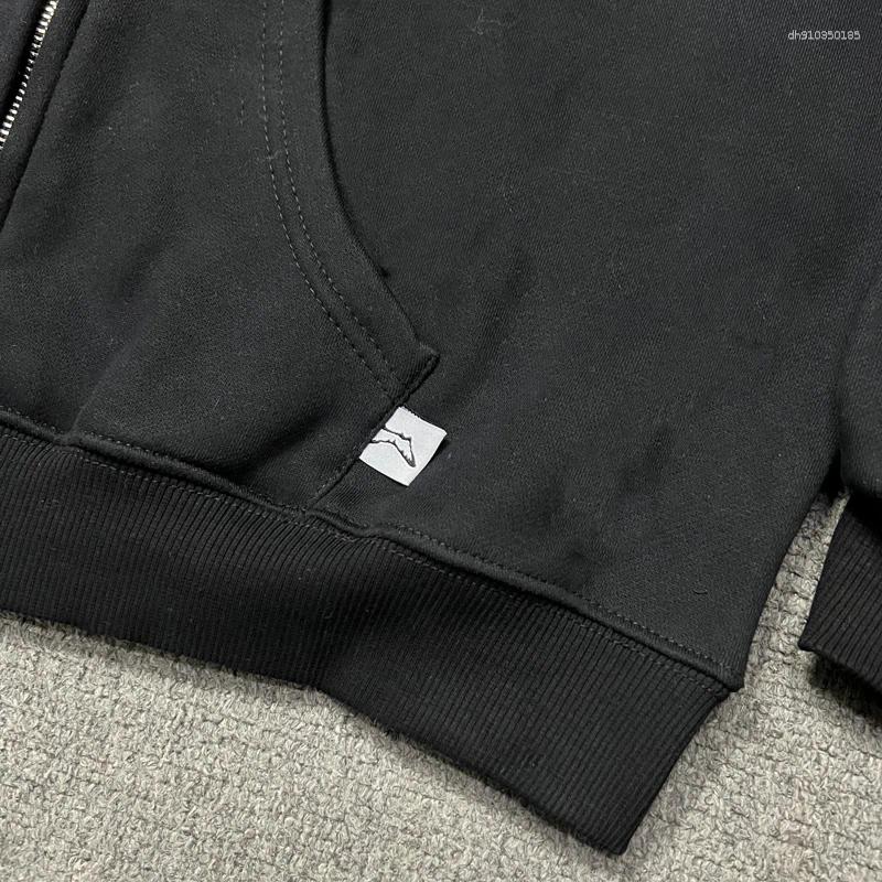 Men's Hoodies Streetwear AKIMBO Zipper Fleece Men Women High Quality Black Blue Sweatshirts Cotton Casual Pullovers