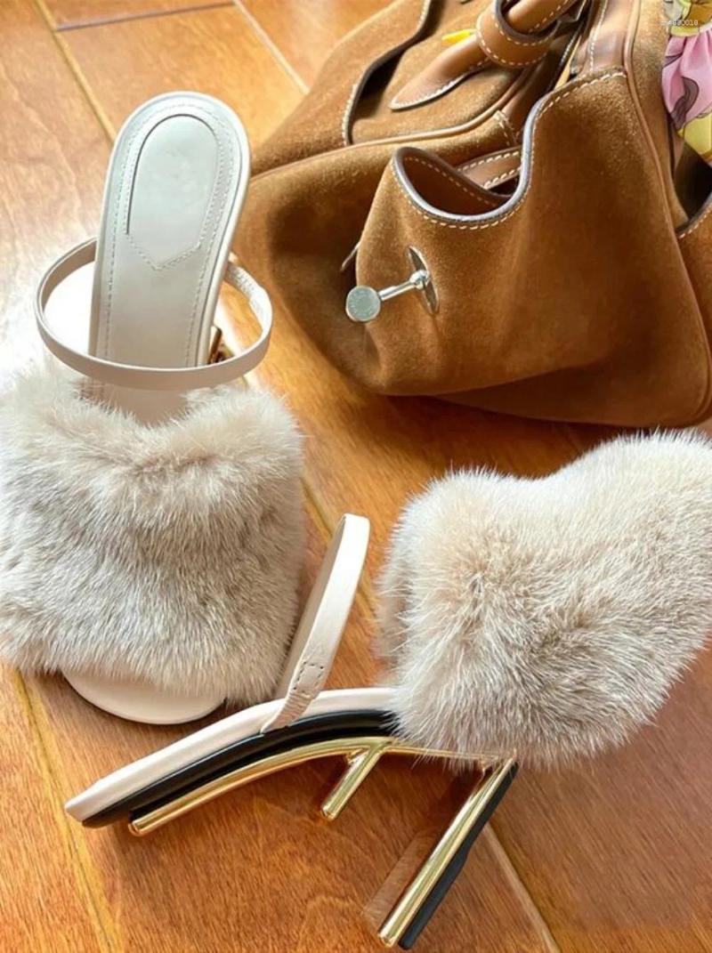 Fur Heels Peep Toe Gladiator Sandals: Women's Summer Wedge Shoes with Strange Sexy Mule Heels, hot and Dress Pumps