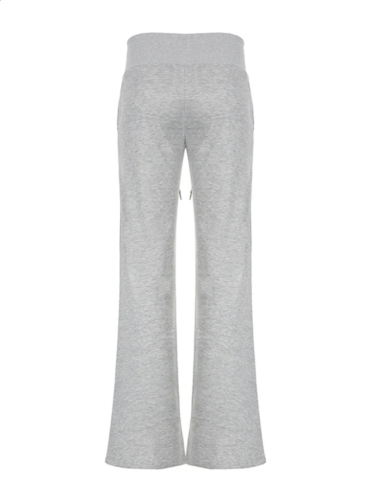Grey Drawstring Waist Casual Sweatpants Women Solid Simple Basic Minimalist Fiess Joggers Straight Pants 250122