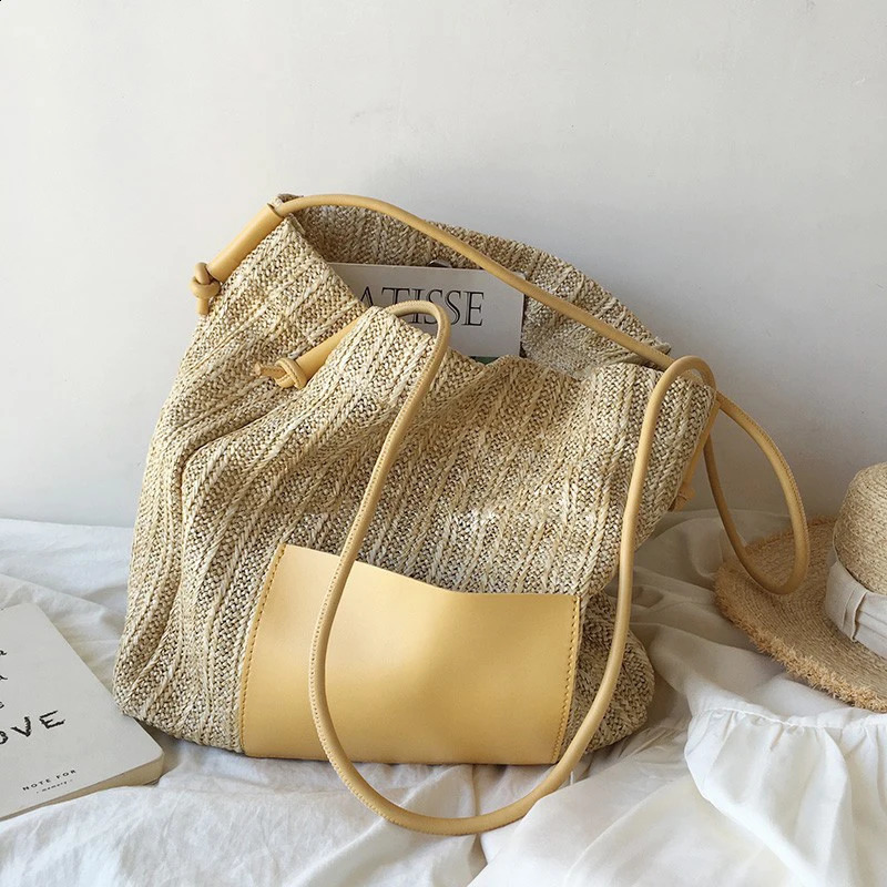 JIOMAY Straw Beach Bags Women Vacation Commute er Bag Large Capcity Handbag Reusable ECO Shopping Tote Bags 250110