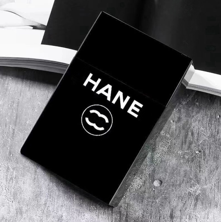 hot Black premium acrylic flip cover cigarette box designers classic letter logo Cigarette Cases soft and hard box universal portable and durable cigarette box