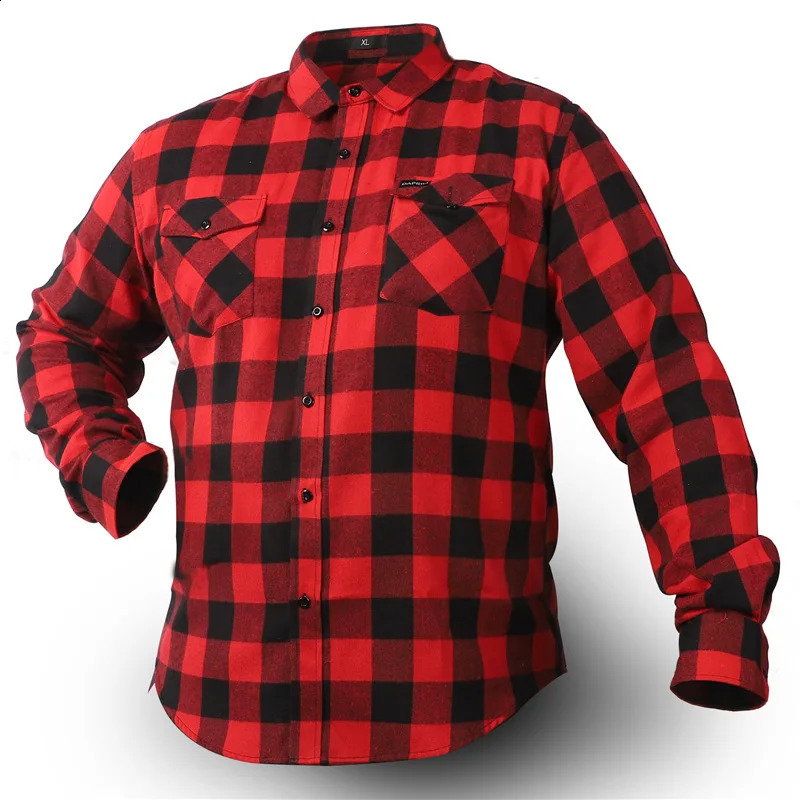 100% cotton sping oversized red Lumberjack outdoor black and white plaid flannel shirts men 2024 shirt Vintage checked jacket 250110