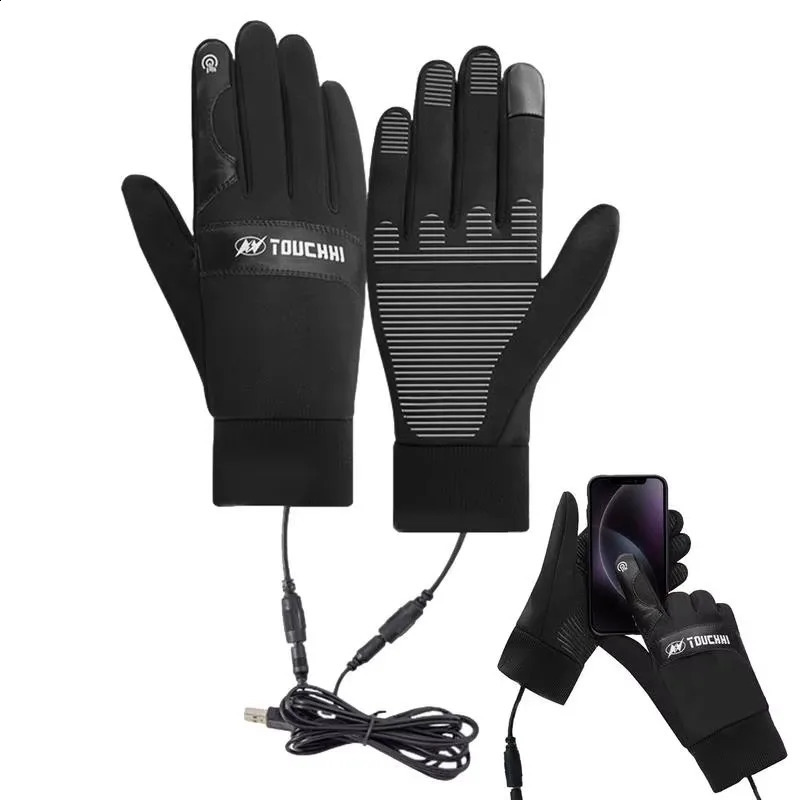 USB Heated Gloves Waterproof Touchscreen Winter Snowboard Gloves Hand Warmer Outdoor Fishing Skiing Motorcycle Cycling Glove 250117