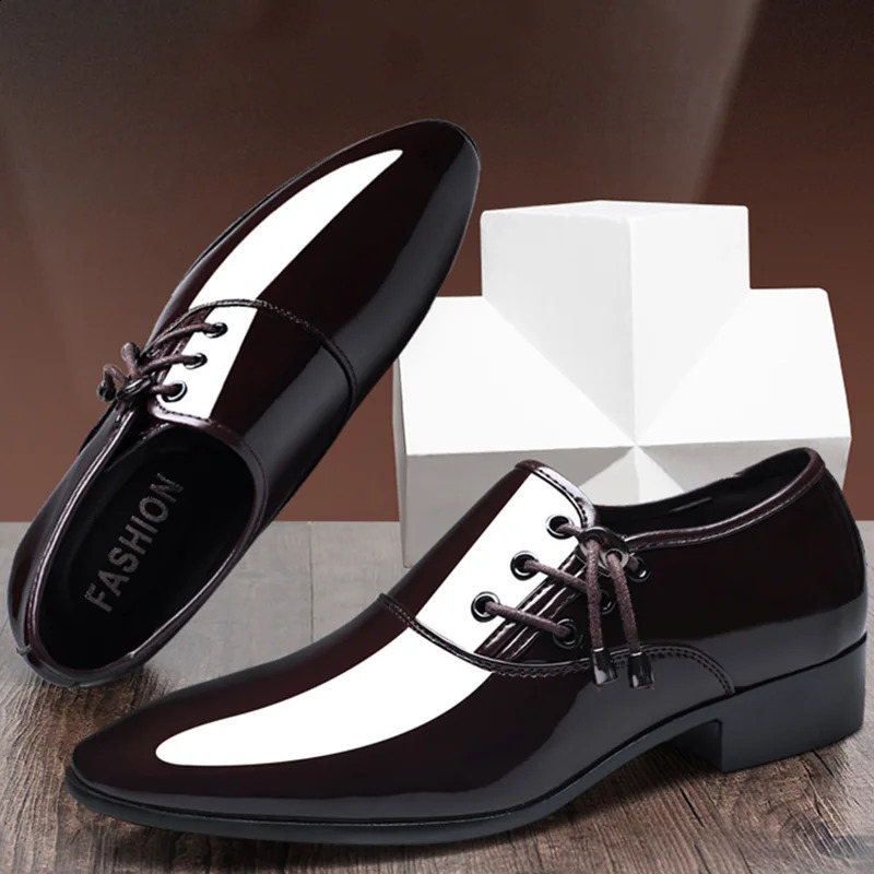 Trending Italian Brevet Scarpe In Pelle Per Uomo Spazzatura Business Lace Up Oxfords Plus Size Scarpe Da Festa Maschile Uomini In Pelle Nera 250120-image